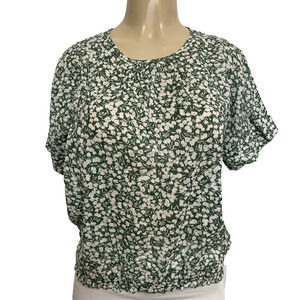 NWOT Trovata Birds of Paradis Top Shirt Blouse Rowen Green Short Sleeve Floral S